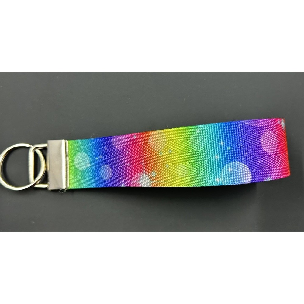Handmade Rainbow Bubbles Key Fob Wristlet Lanyard Strap 1"‎ Wide Keychain